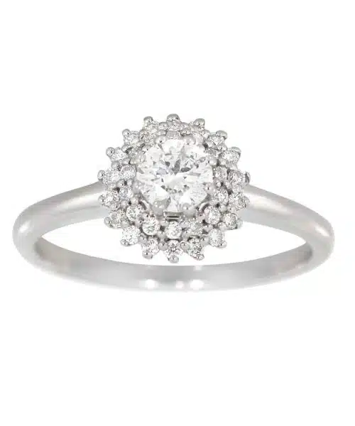 Diamantring 0.85ct. Brilliant Cut, Hvitt gull