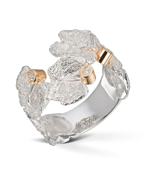 Van Bergen Sølvring med gull og 3x0,02 tw/si