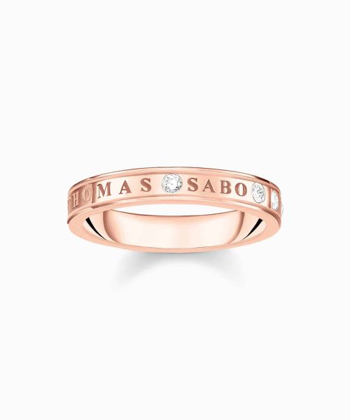 Thomas Sabo Ring with white stones rose gold plated