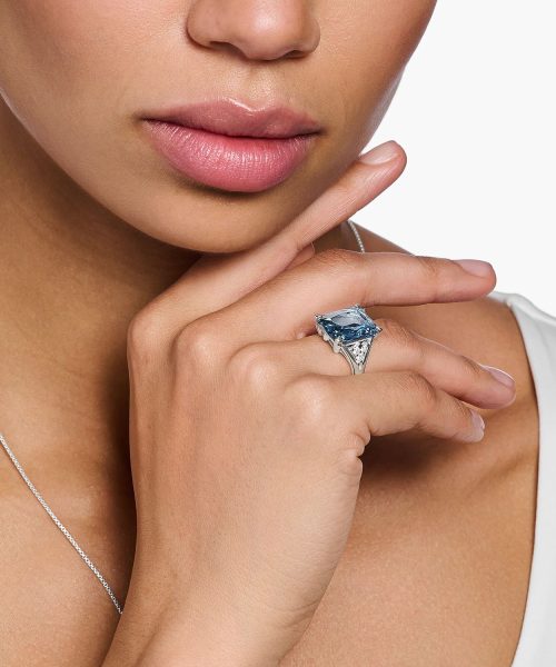 Thomas Sabo Ring with aquamarine-coloured and white stones silver - Bilde 2