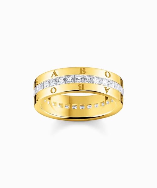 Thomas Sabo Band ring with white stones pavé gold plated