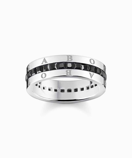 Thomas Sabo Band ring with black stones pavé silver