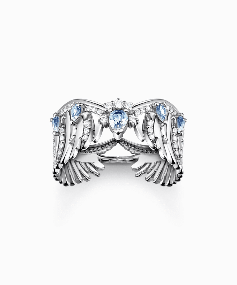 Thomas Sabo Ring phoenix wing with blue stones silver str. 54