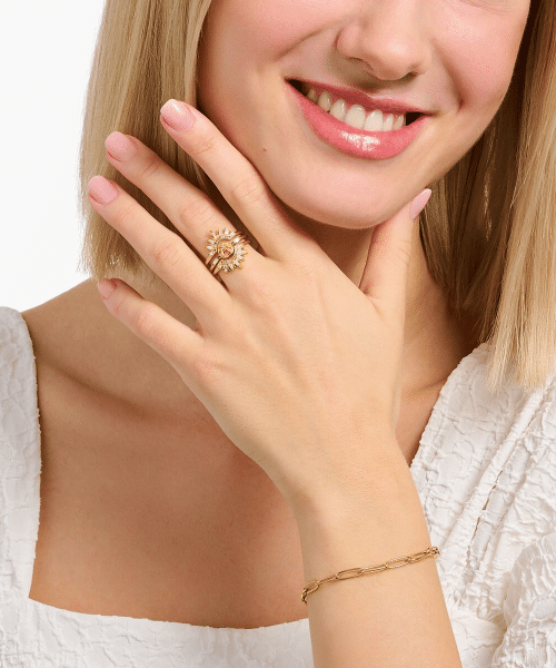 Thomas Sabo Gold-plated ring with sun beams and colourful stones - Bilde 3