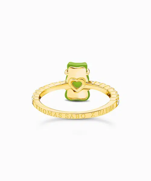 Thomas Sabo Gold-plated ring with green mini sized goldbears and zirconia - Bilde 2