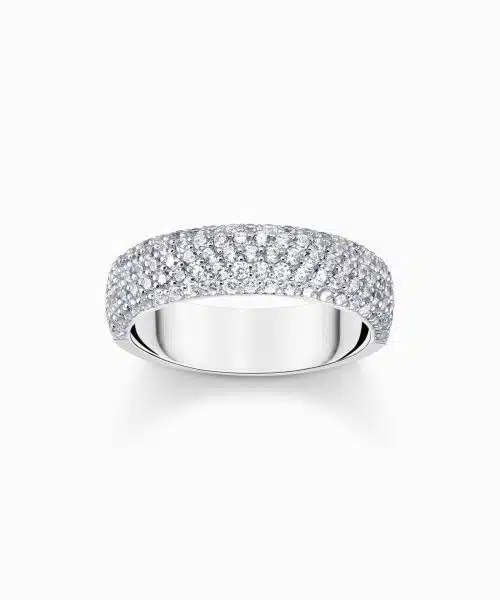 Thomas Sabo Silver band ring with white zirconia and engraving