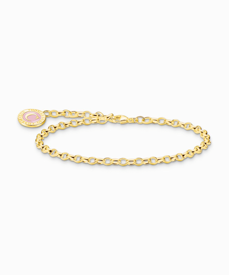 Thomas Sabo Member Charm bracelet with pink Charmista Coin gold plated