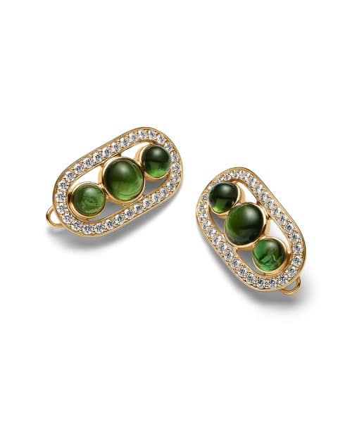 Julie Sandlau Heritage Hair Clip Green Tourmaline and F-G/VS brilliant cut diamonds - Bilde 2