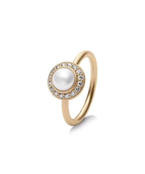 Julie Sandlau Elaine Ring I/SI brilliant cut diamonds with White Freshwater Pearl - Bilde 2